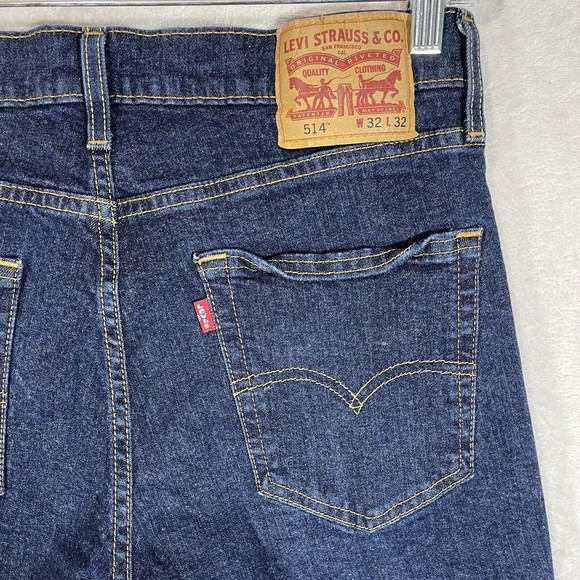 Levi's 514 Regular Fit Straight Leg Denim Jeans Mens 32x32 Modern Low Rise Dark - Picture 4 of 10